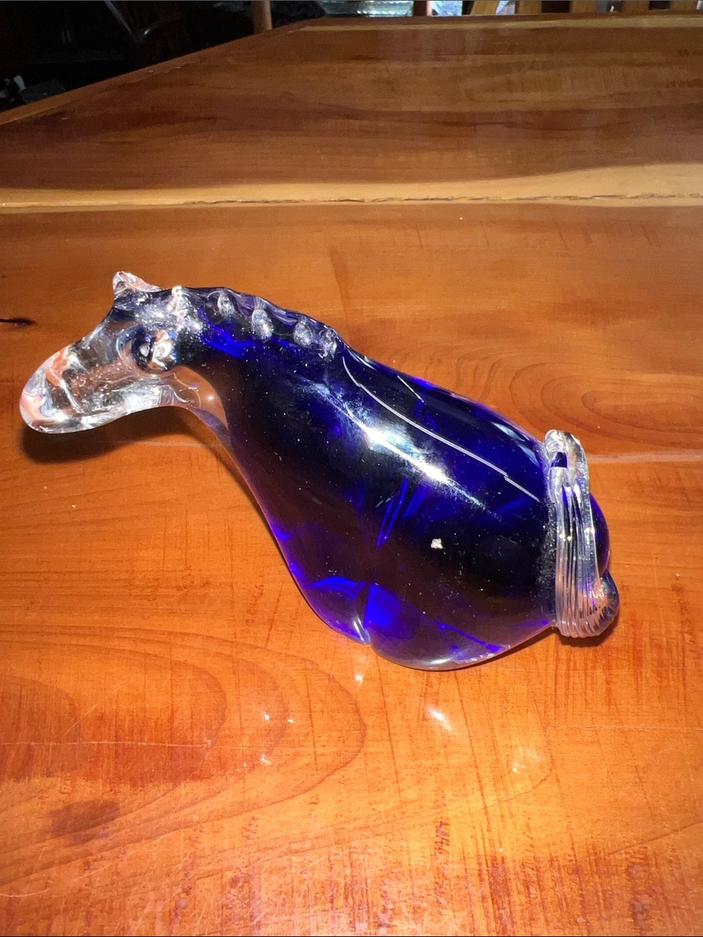 Handblown Blue Glass Horse Figurine - Elegant Home Art Accent